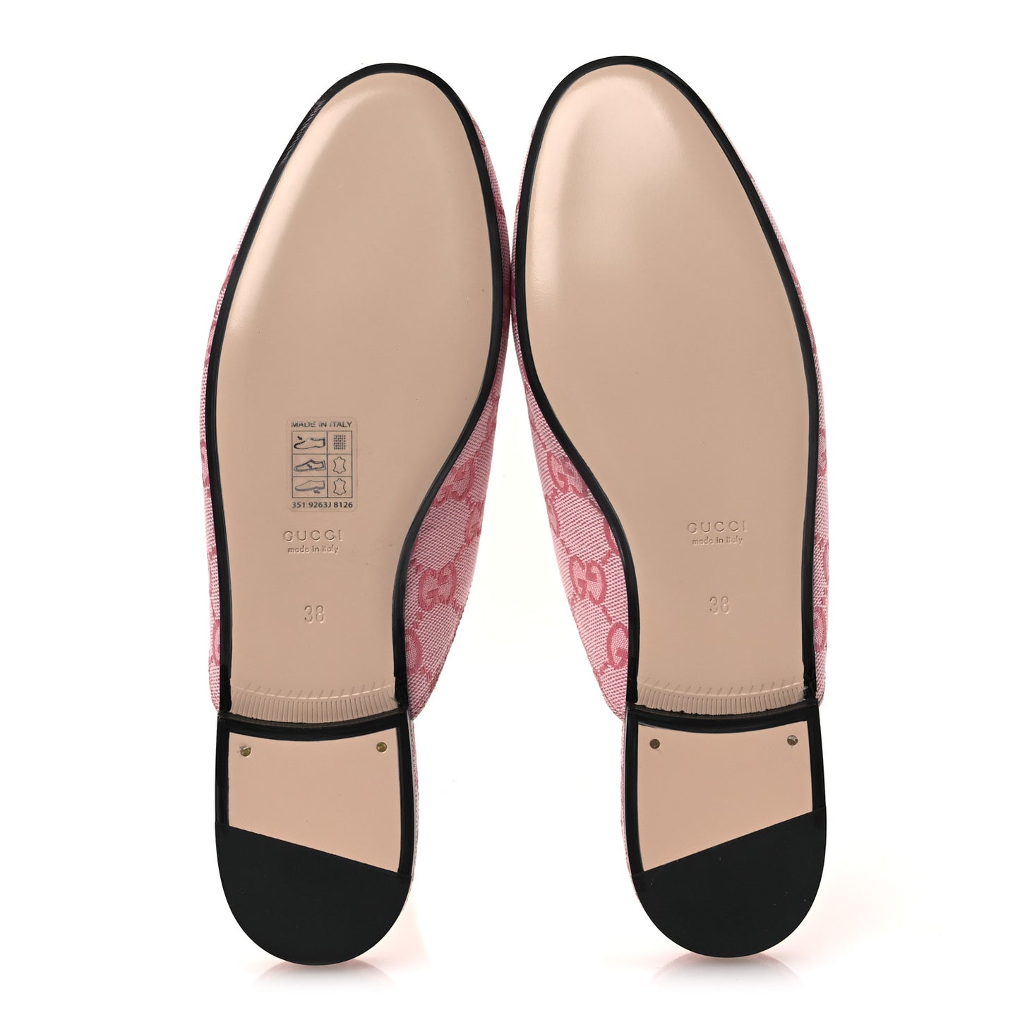 Canvas GG Monogram Nappa Womens Princetown Slippers 38 Cotton Candy Dark Cotton Candy Wild Rose