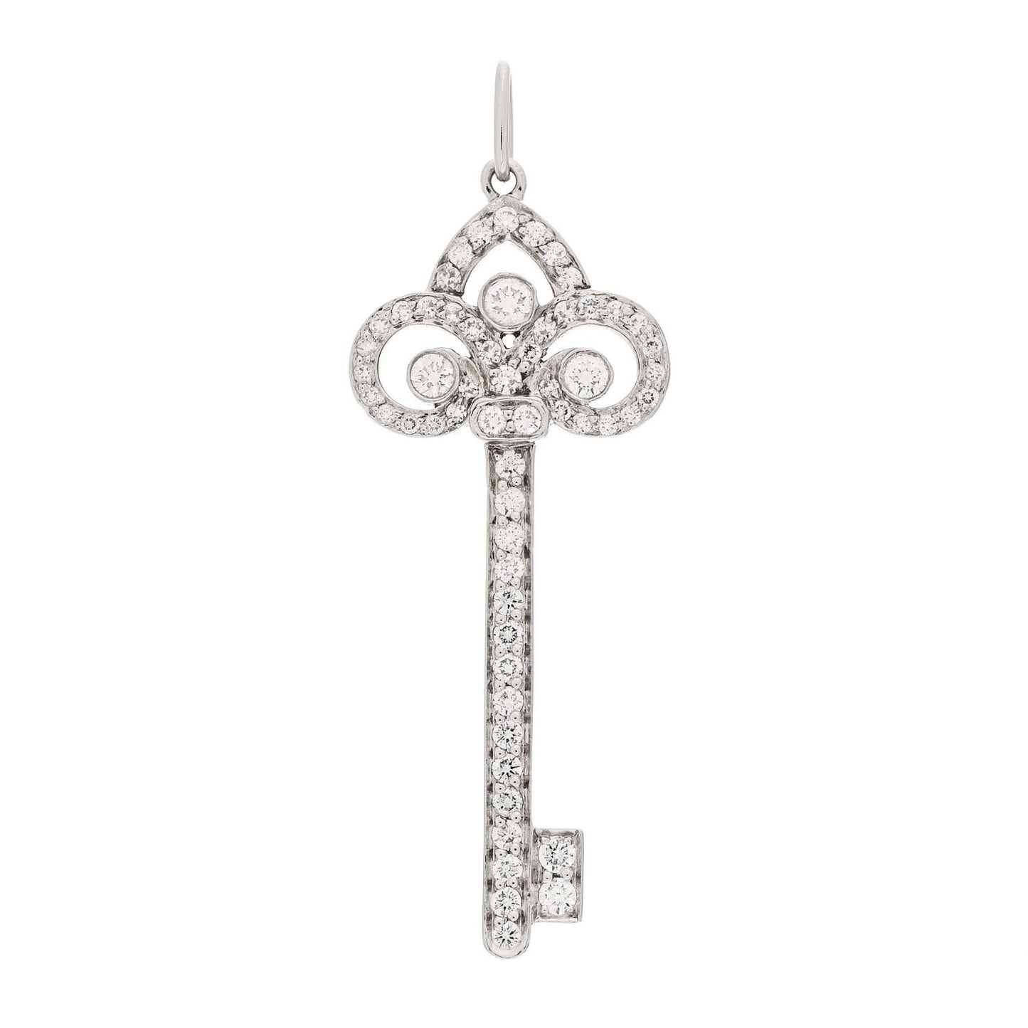 Platinum Diamond .41ct Fleur De Lis Key Pendant