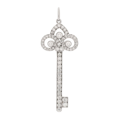 Tiffany Platinum Diamond .41ct Fleur De Lis Key Pendant 1 of 4