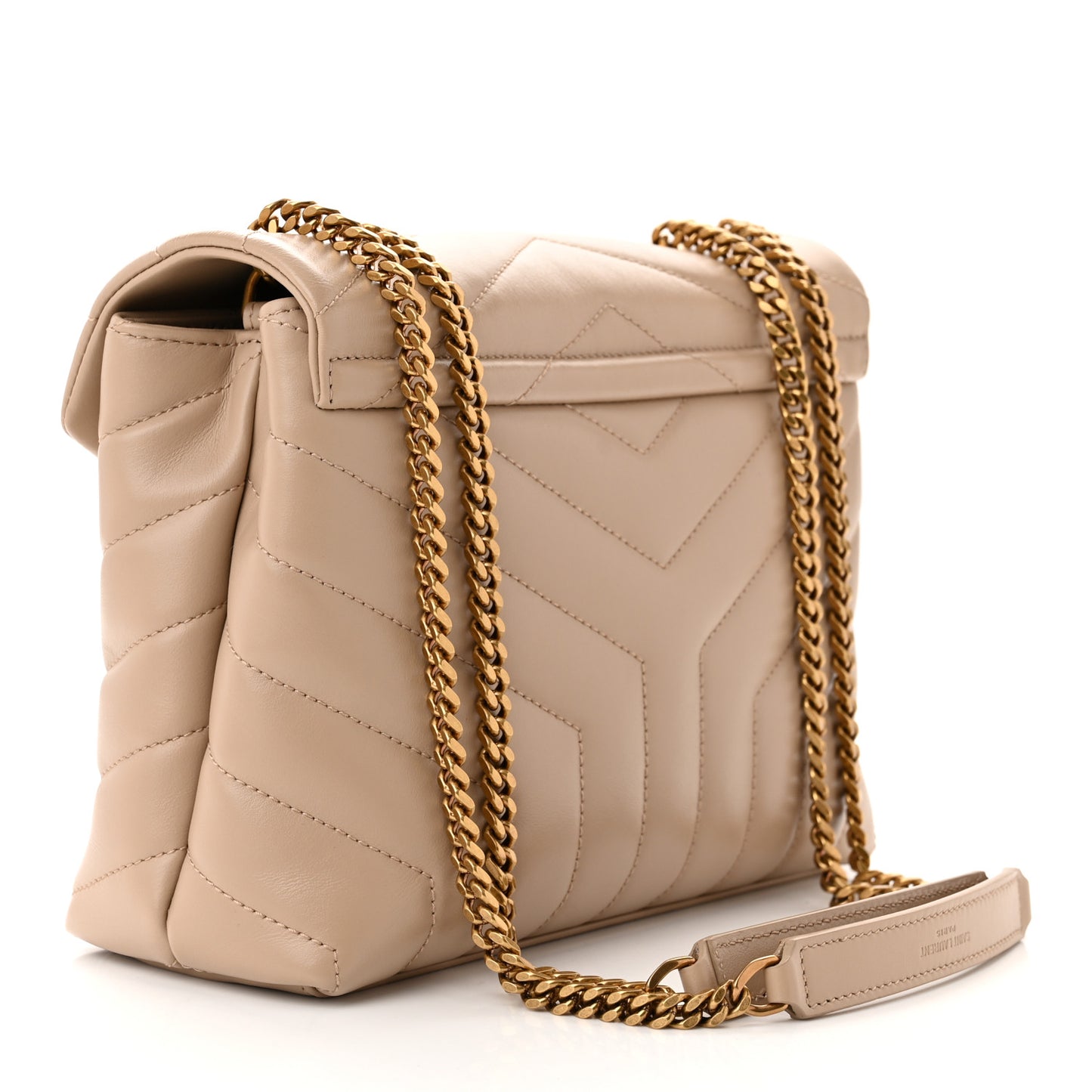 Calfskin Y Quilted Monogram Small Loulou Chain Satchel Dark Beige
