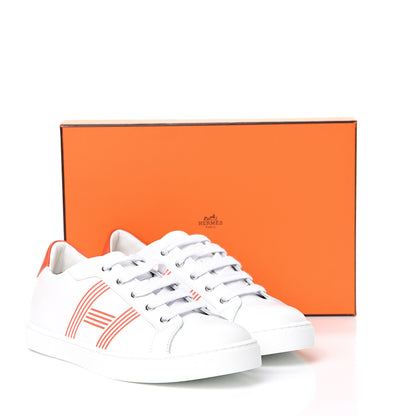 Hermes Calfskin Womens Advantage Sneakers 41 White Orange 8 of 8