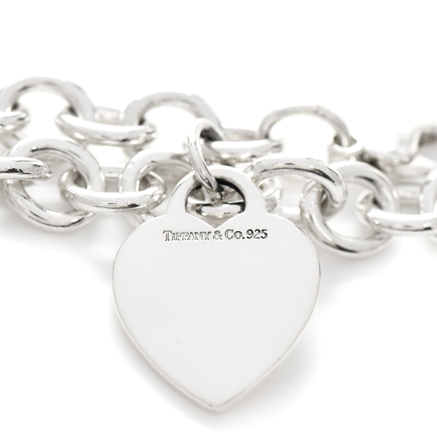Sterling Silver Heart Tag Charm Bracelet