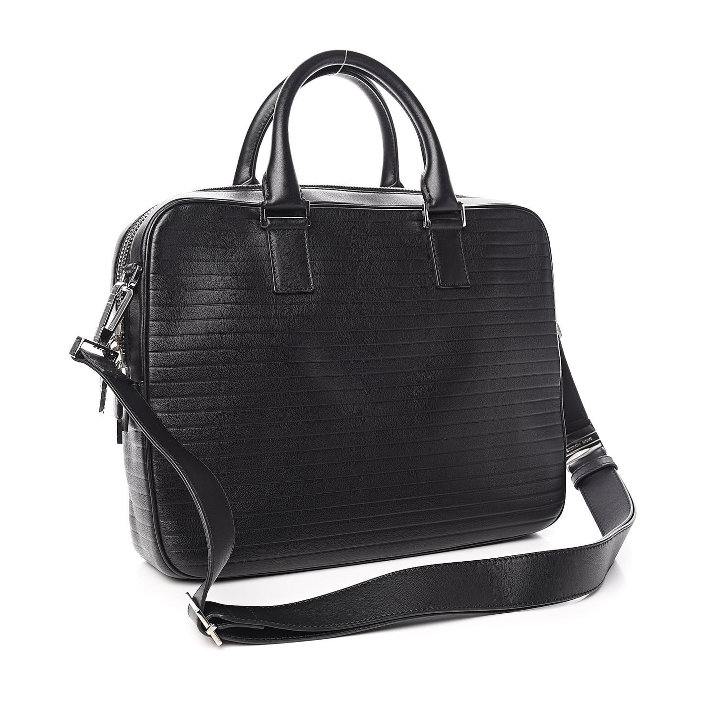 HOMME Calfskin Ribbed Briefcase Black