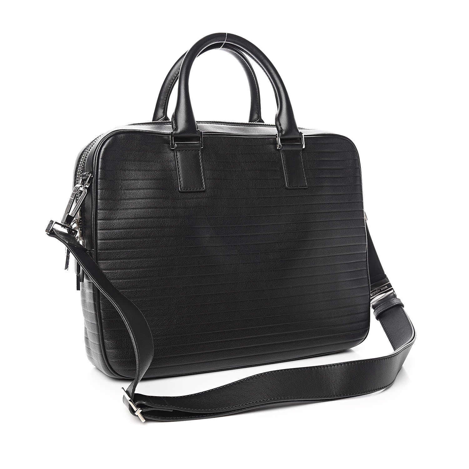 Christian Dior HOMME Calfskin Ribbed Briefcase Black 3 of 11