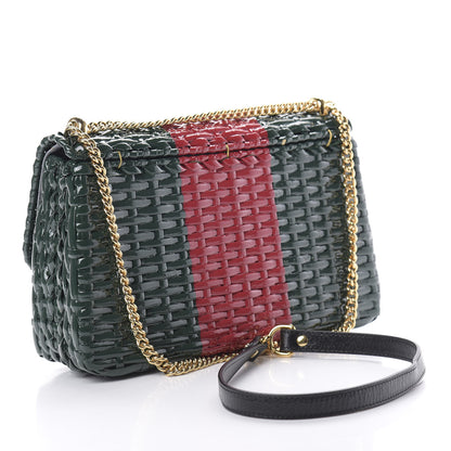 Gucci Glazed Wicker Stripe Small Cestino Shoulder Bag Green 3 of 11