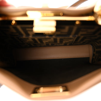 Fendi Vitello Seta Fabric Jacquard FF 1974 Mini Peekaboo Iconic Satchel Sand Tabacco Moro 7 of 11