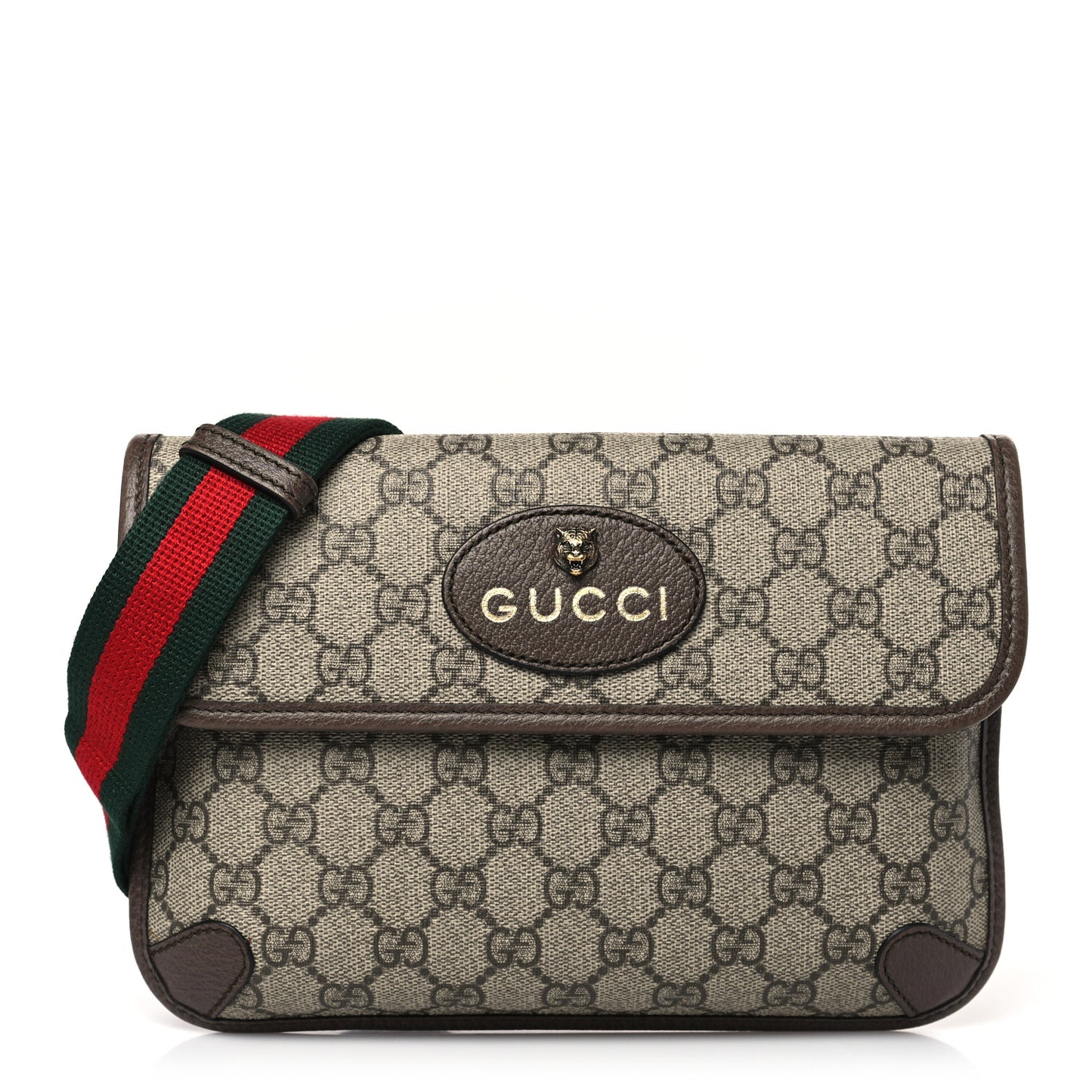 GG Supreme Monogram Neo Vintage Web Belt Bag Brown