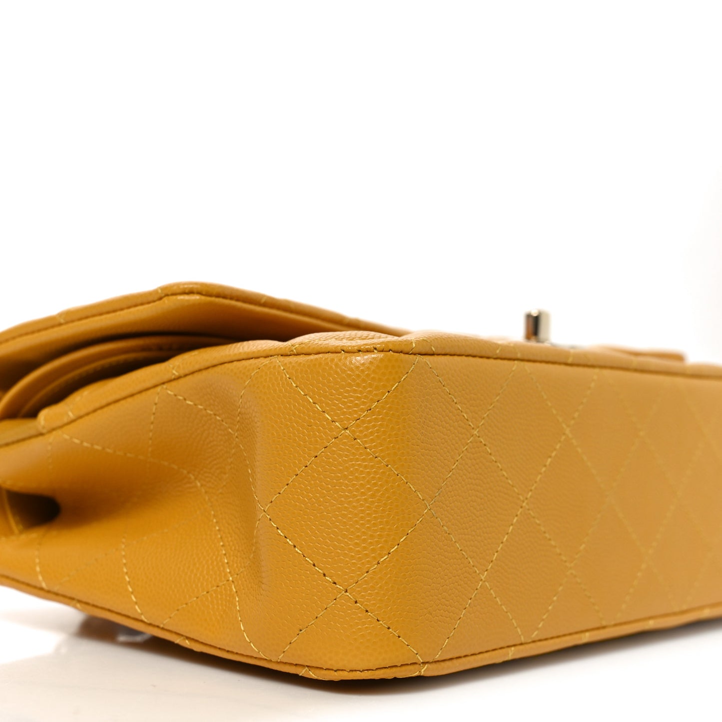 Caviar Quilted Medium Double Flap Yellow