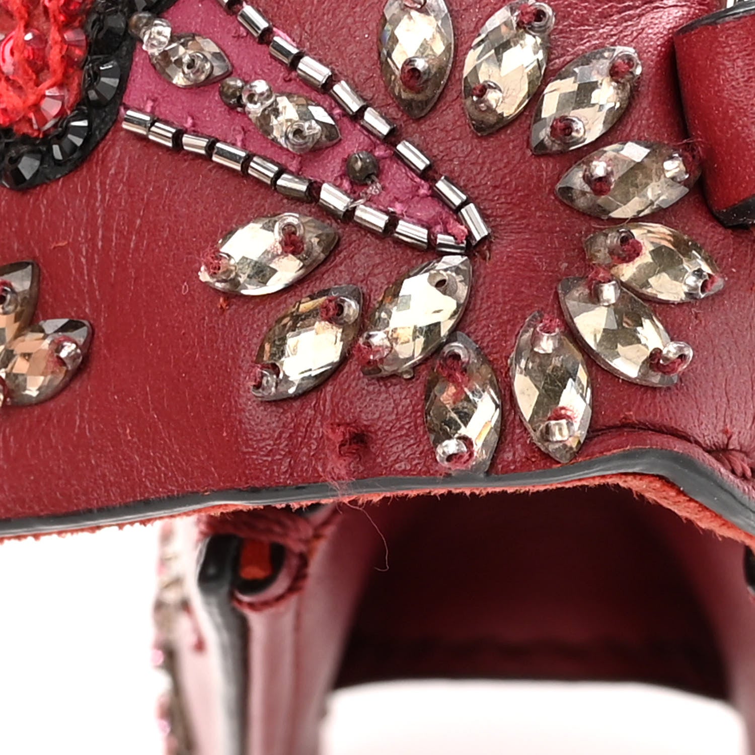 Valentino Garavani Vitello Crystal Loveblade Embellished Mini Glam Lock Rockstud Flap Rubino 11 of 14