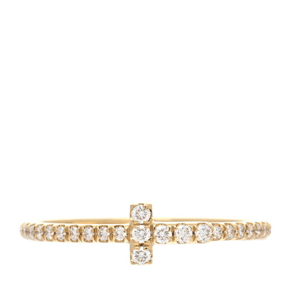 Tiffany 18K Yellow Gold Diamond T Wire Pave Ring 50 5.5 1 of 6
