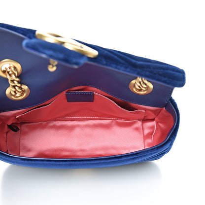 Gucci Velvet Matelasse Mini GG Marmont Shoulder Bag Cobalt Blue 4 of 11