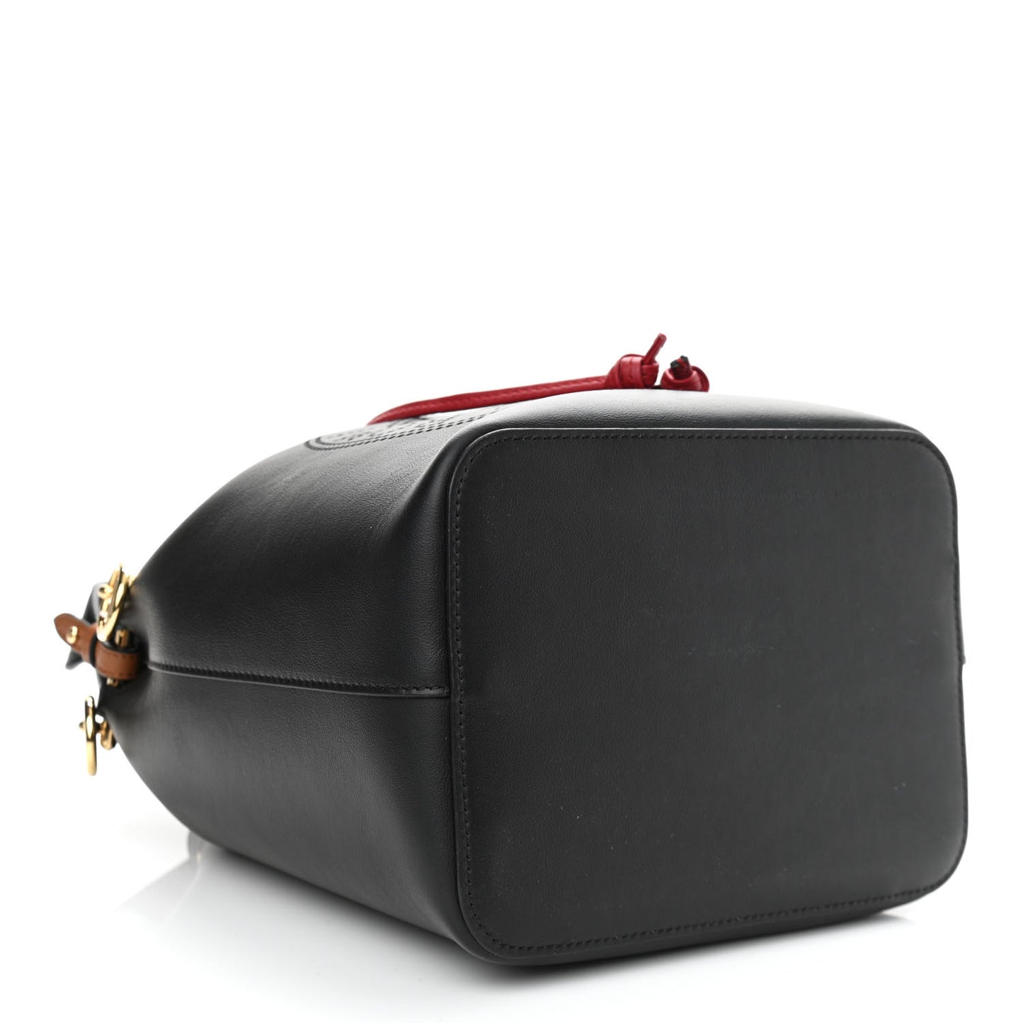 Vitello Grace F is Fendi Stamp Patch Perforated Small Mon Tresor Bucket Bag Black