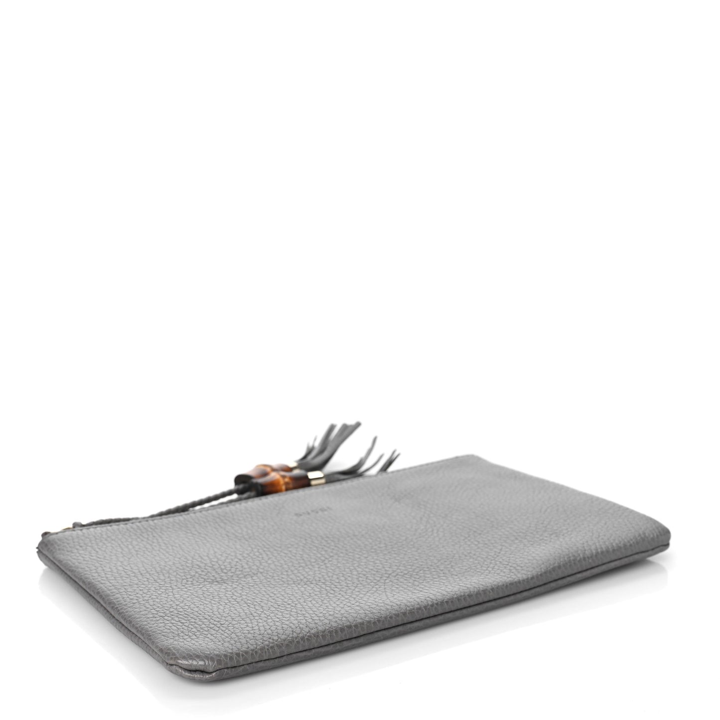 Calfskin Large Bamboo Clutch Grey