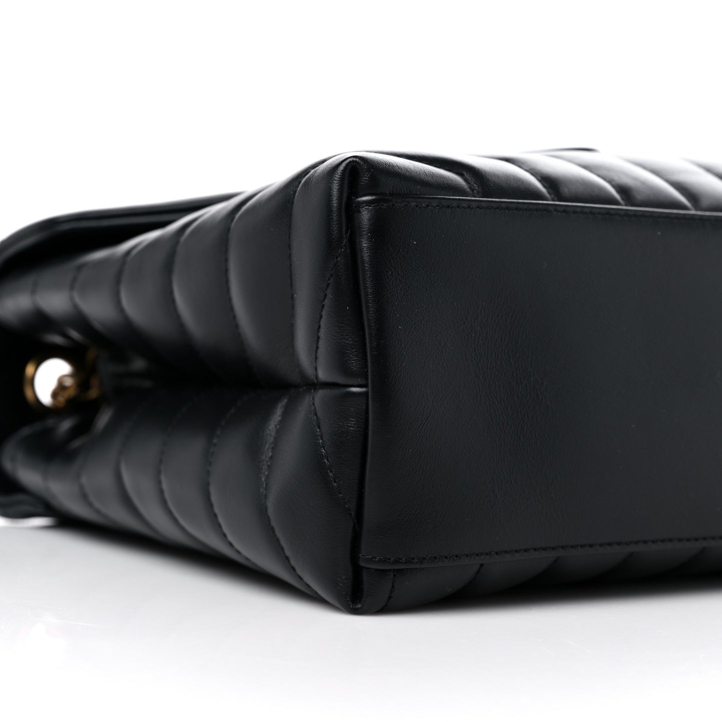 Calfskin Y Quilted Monogram Medium Loulou Chain Satchel Black