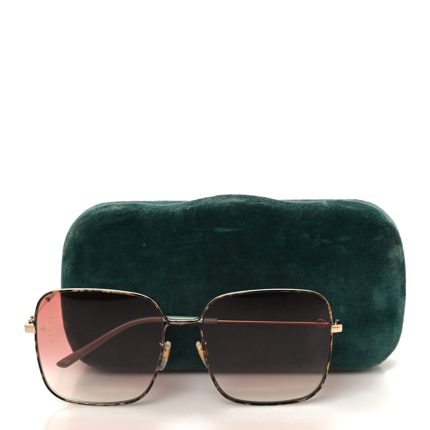 Gucci Metal Square Frame Sunglasses GG0443S Gold Pink 7 of 7