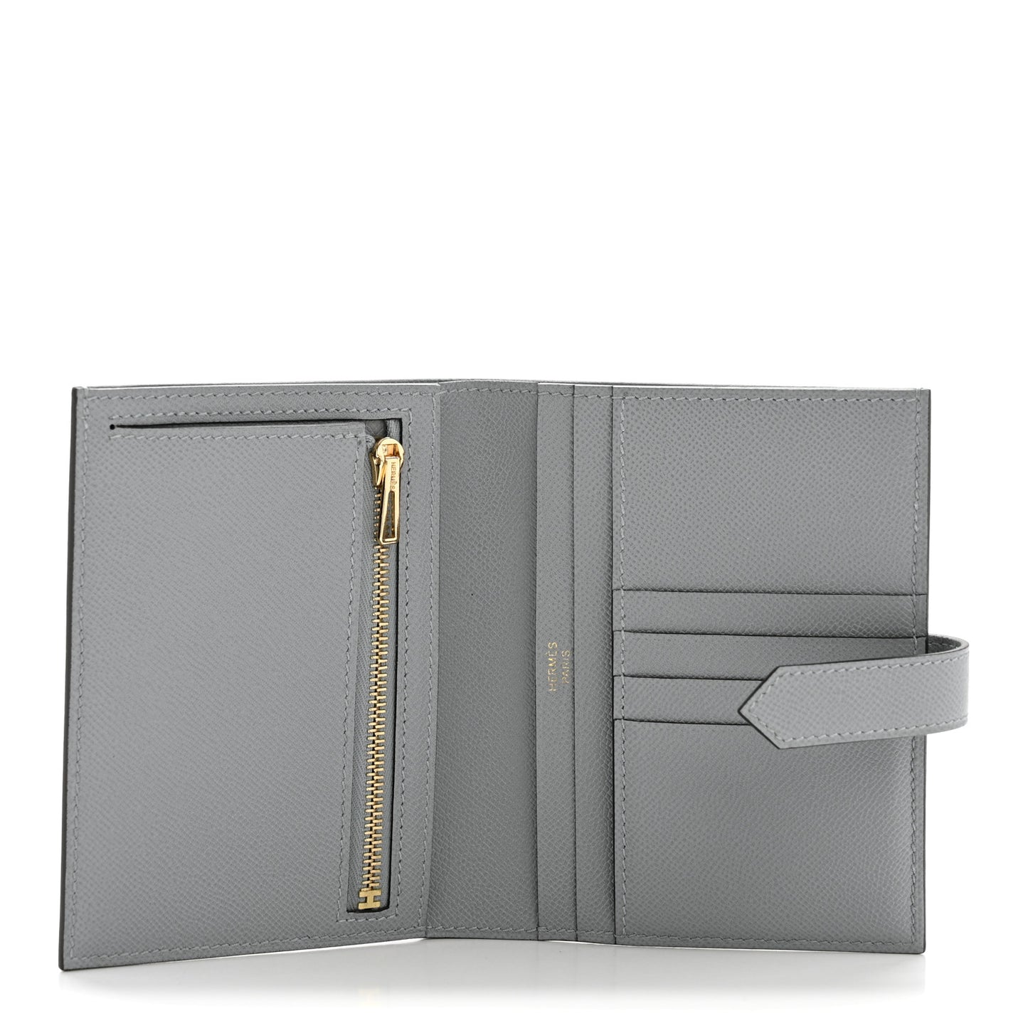 Madame Calfskin Bearn Compact Wallet Gris Pantin