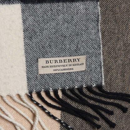 Burberry Cashmere Mega Check Fringe Scarf Camel 5 of 6
