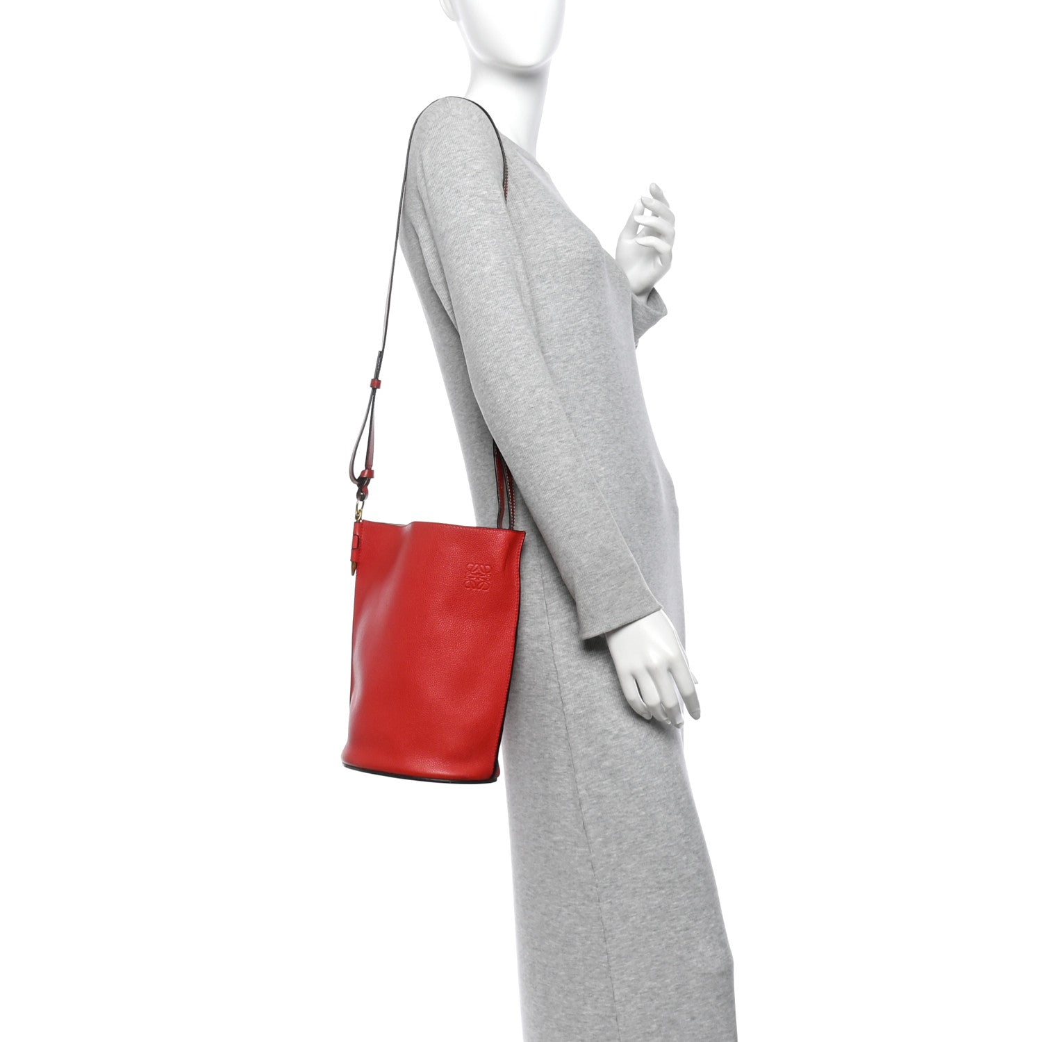 Loewe Calfskin Gate Bucket Bag Scarlet Burnt Red 2 of 9