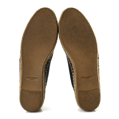 Saint Laurent Canvas Nappa Elba Light Logo Embroidered Espadrilles 37.5 Black 7 of 9