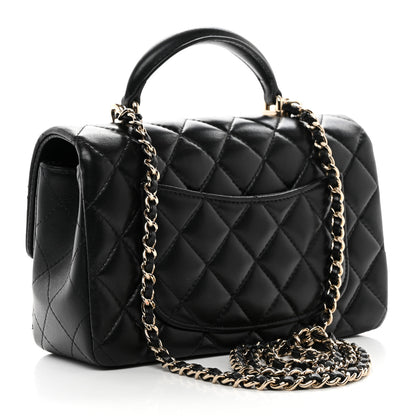 Chanel Lambskin Quilted Mini Top Handle Rectangular Flap Black 3 of 10