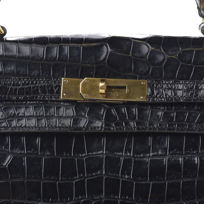 Hermes Shiny Niloticus Crocodile Kelly 28 Black 34 of 34