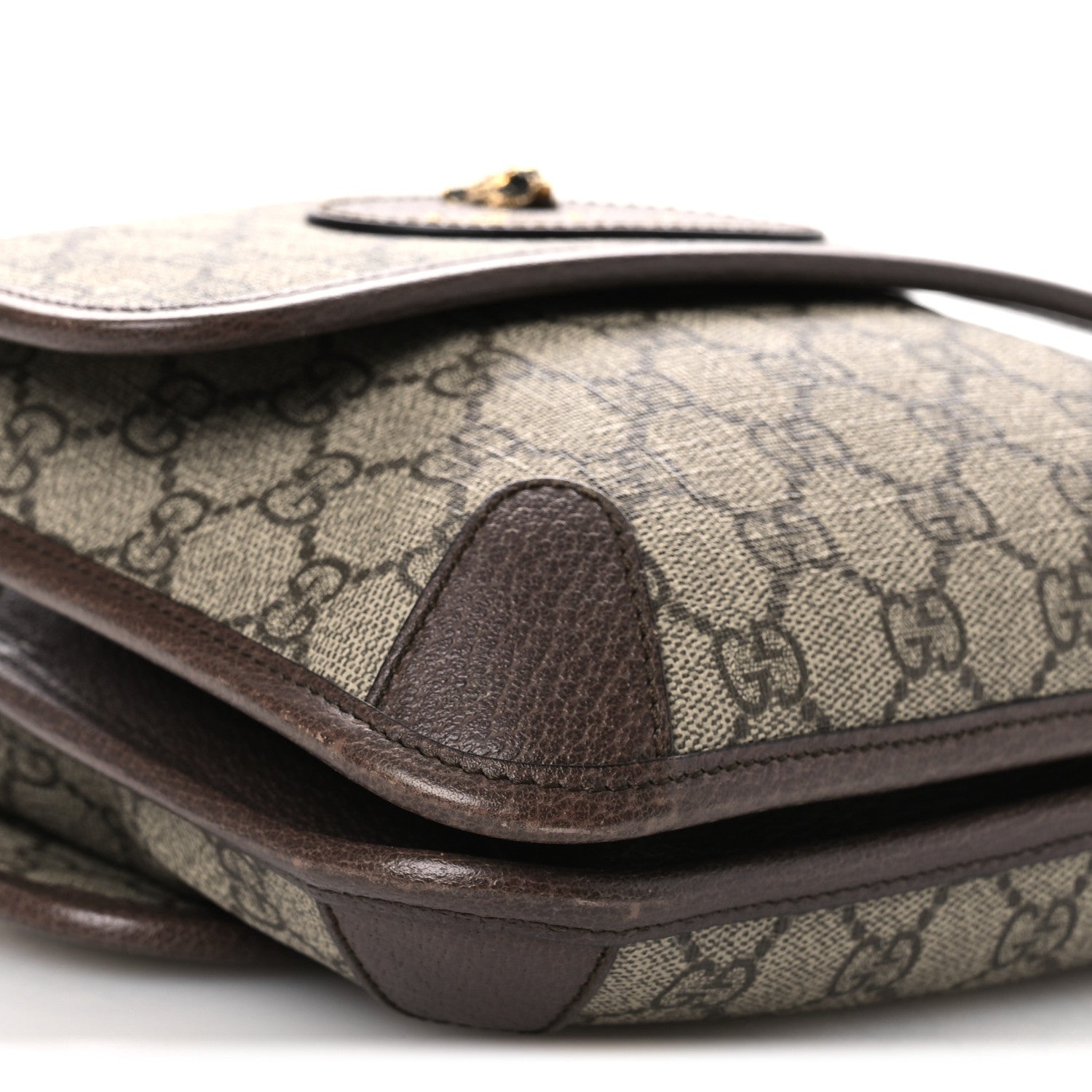 Gucci GG Supreme Monogram Web Small Neo Vintage Double Flap Messenger Bag Beige New Acero 9 of 12