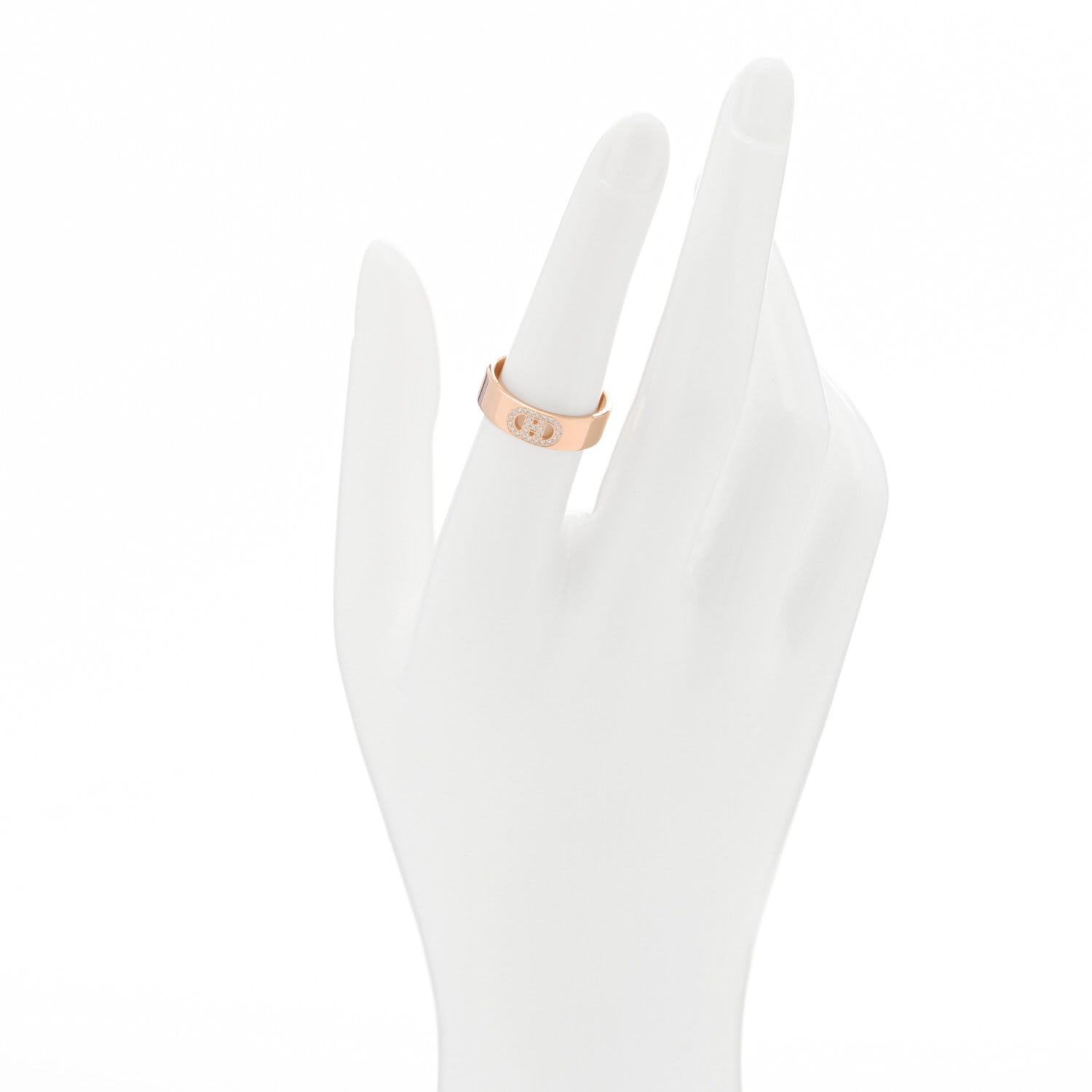 Hermes 18K Rose Gold Diamond PM H D'Ancre Ring 53 6.5 2 of 4