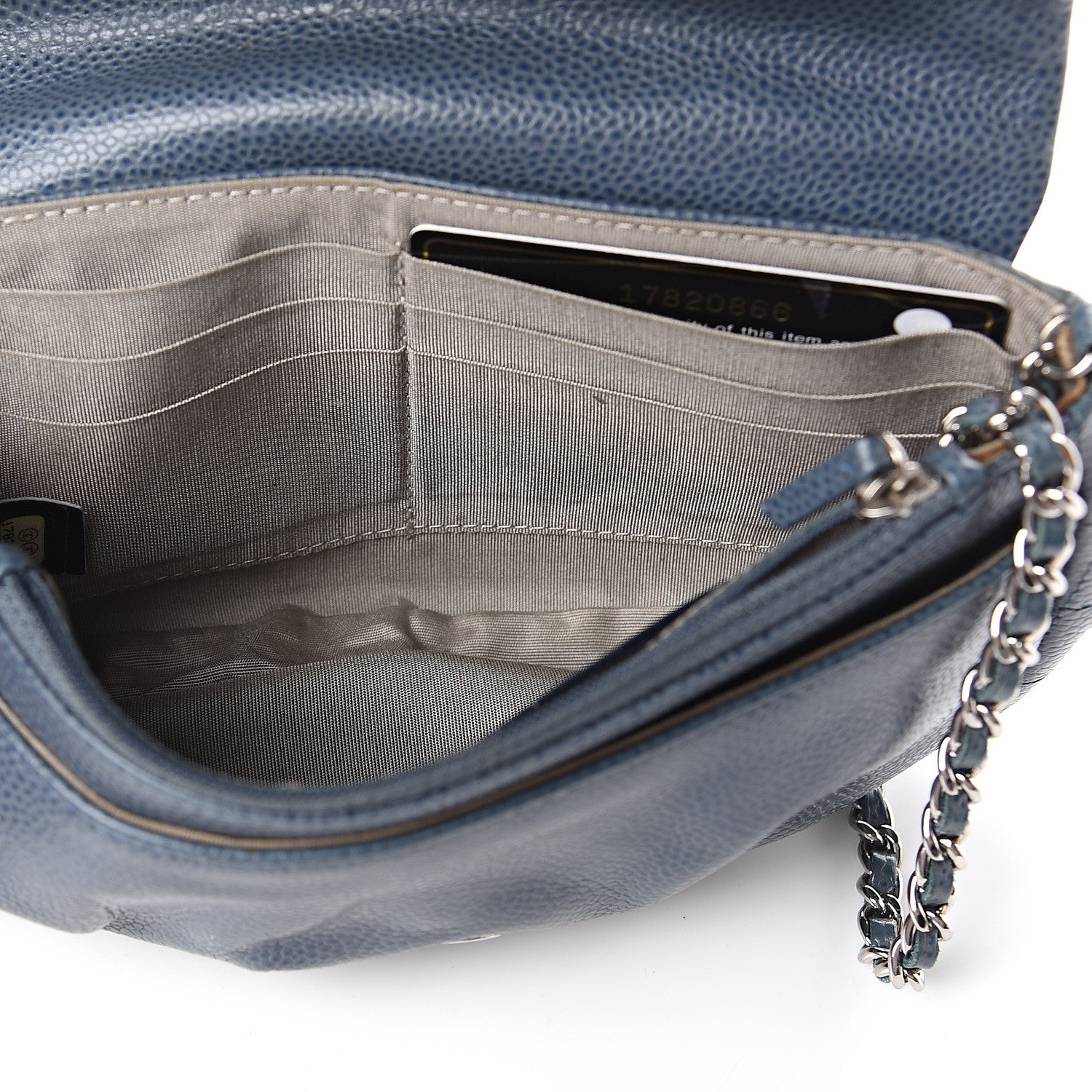 Chanel Caviar Half Moon Wallet On Chain WOC Blue 4 of 9
