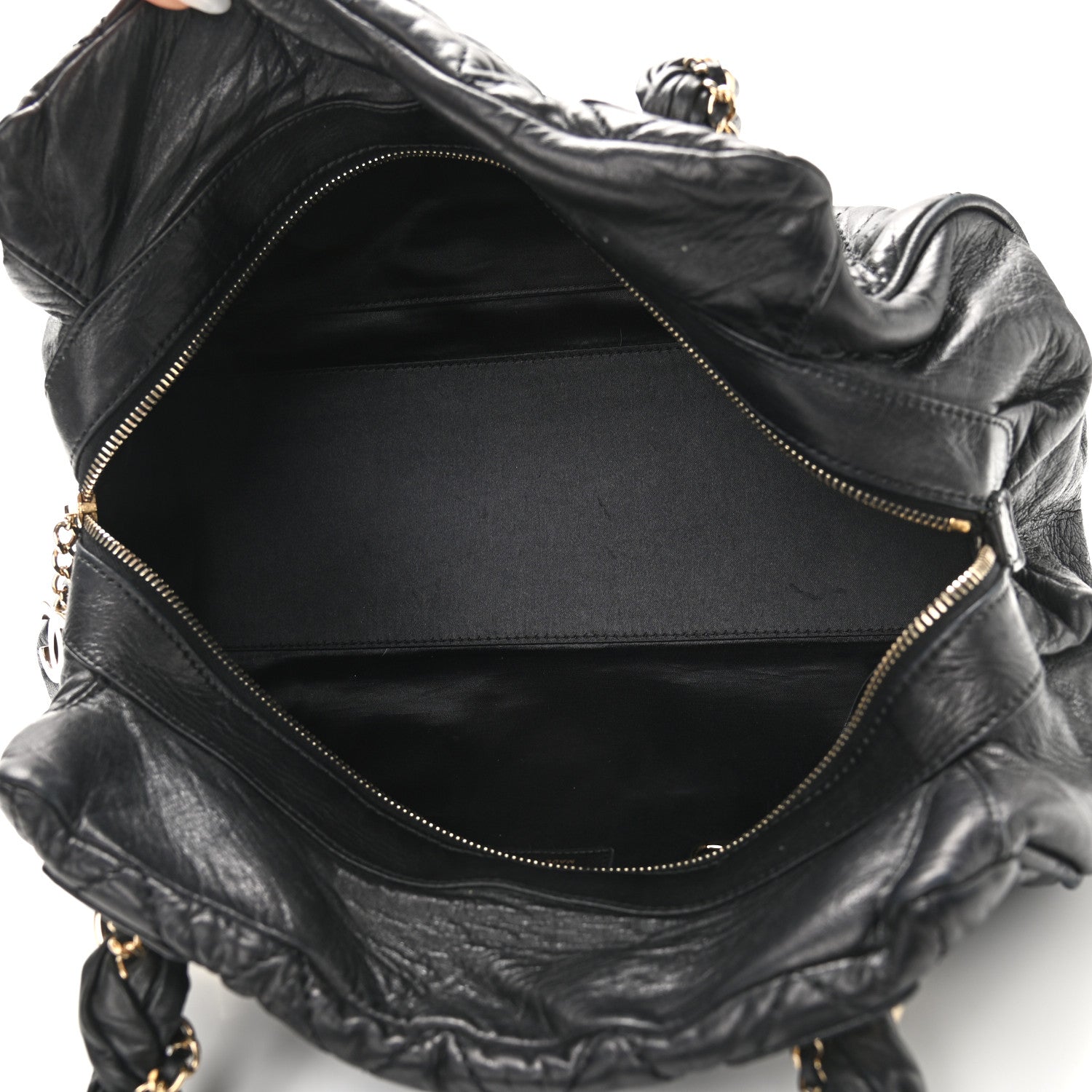 Chanel Distressed Lambskin Lady Braid Bowler Black 5 of 9
