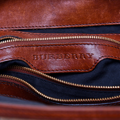 Burberry House Check Bridle Calfskin Medium Gosford Hobo Dark Tan 8 of 11