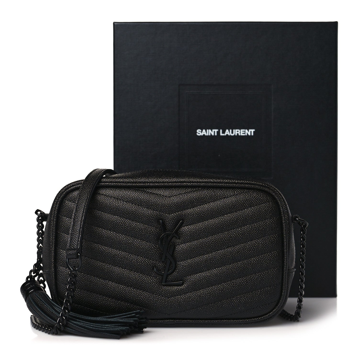 Saint Laurent Grain De Poudre Matelasse Monochrome Monogram Mini Lou Camera Bag Black 10 of 10