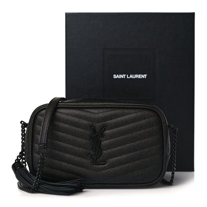 Saint Laurent Grain De Poudre Matelasse Monochrome Monogram Mini Lou Camera Bag Black 10 of 10
