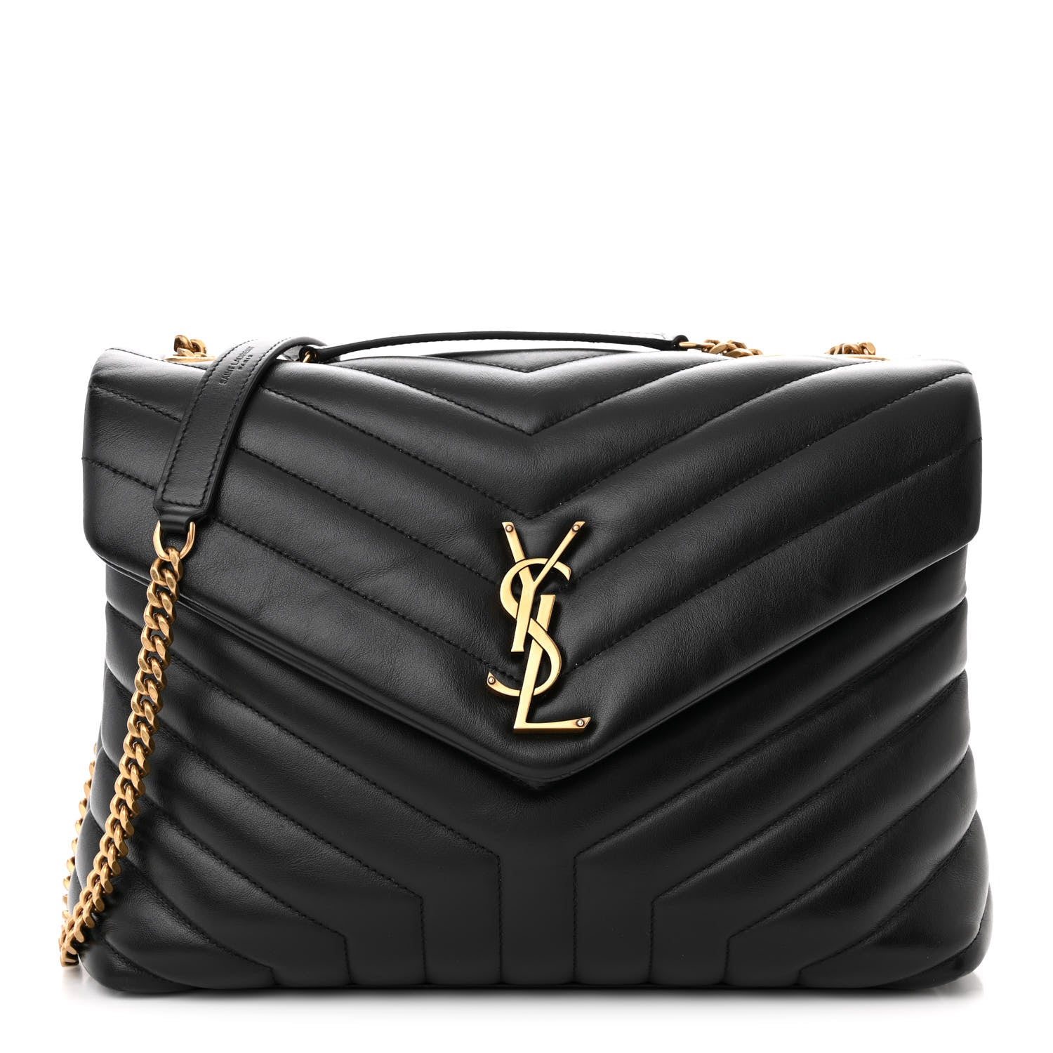 Saint Laurent Calfskin Y Quilted Monogram Medium Loulou Chain Satchel Black 1 of 11