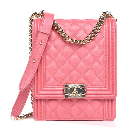 Chanel Caviar Quilted North South Boy Flap Pink 1 of 8