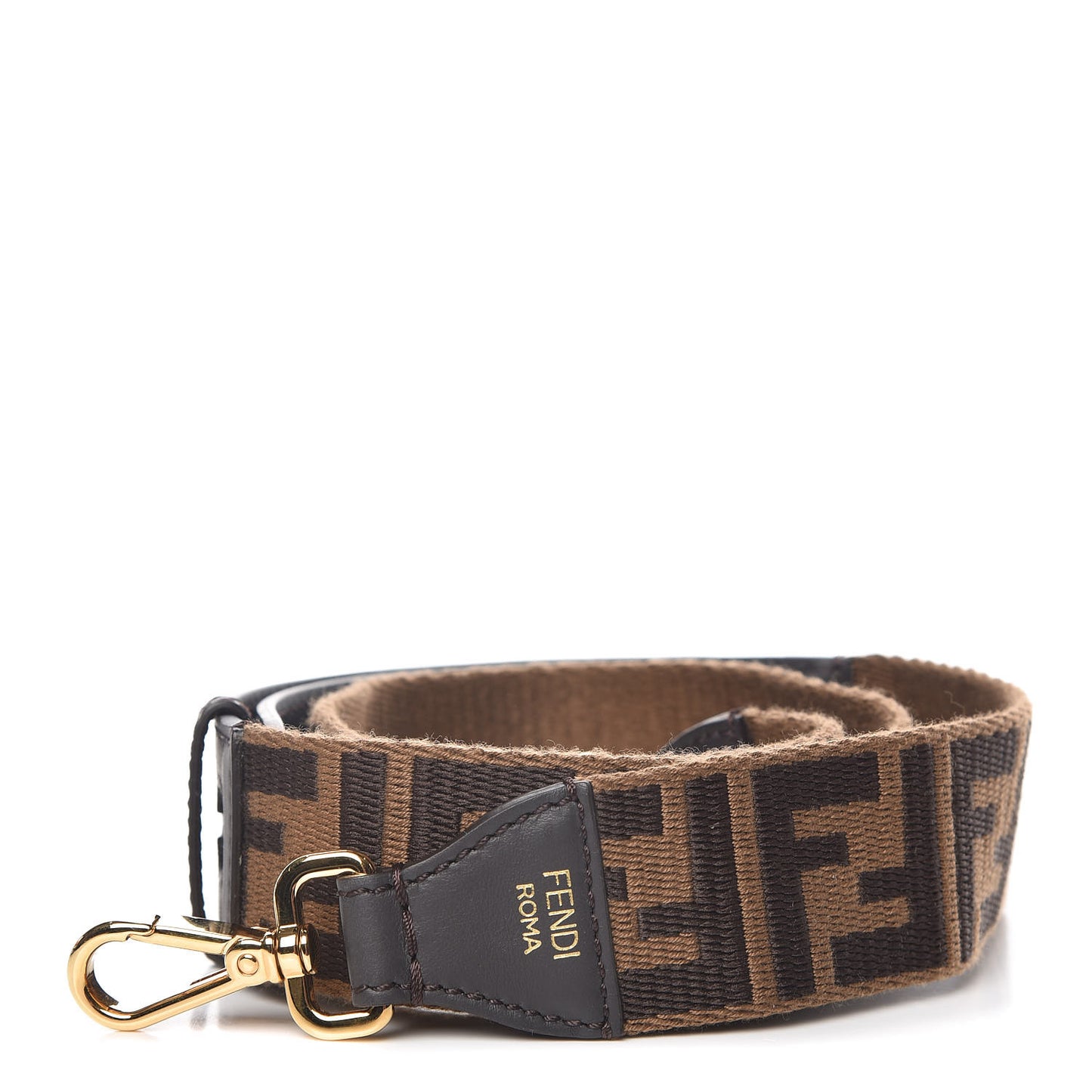 Ribbon Vitello Century FF 1974 Studded Strap You Fango Marrone Ebano