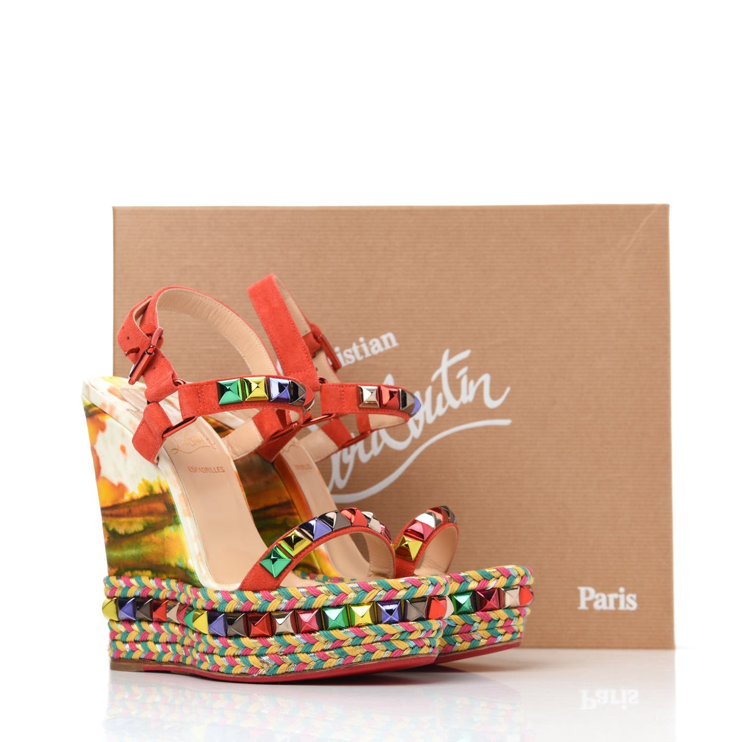 Lambskin Suede Cubana Cataclou 140 Wedge Sandals 35 Poppy