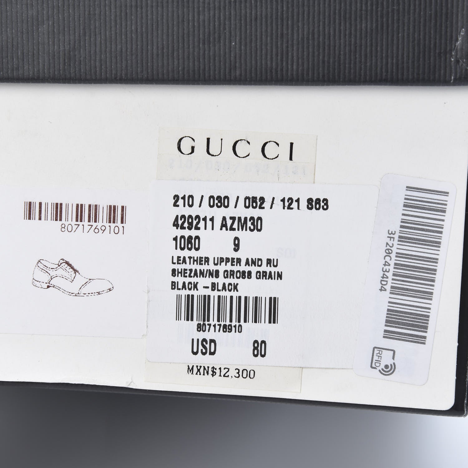 Gucci Calfskin Mens Captoe Derby Loafers 9 Black 9 of 9