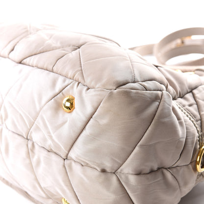 Prada Tessuto Nylon Chevron Quilted Dome Satchel Alluminio 6 of 14