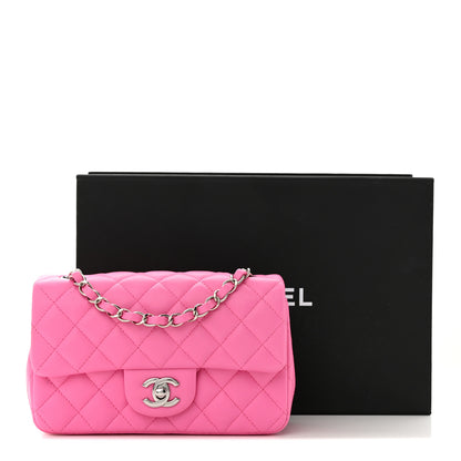 Chanel Lambskin Quilted Mini Rectangular Flap Neon Pink 12 of 12