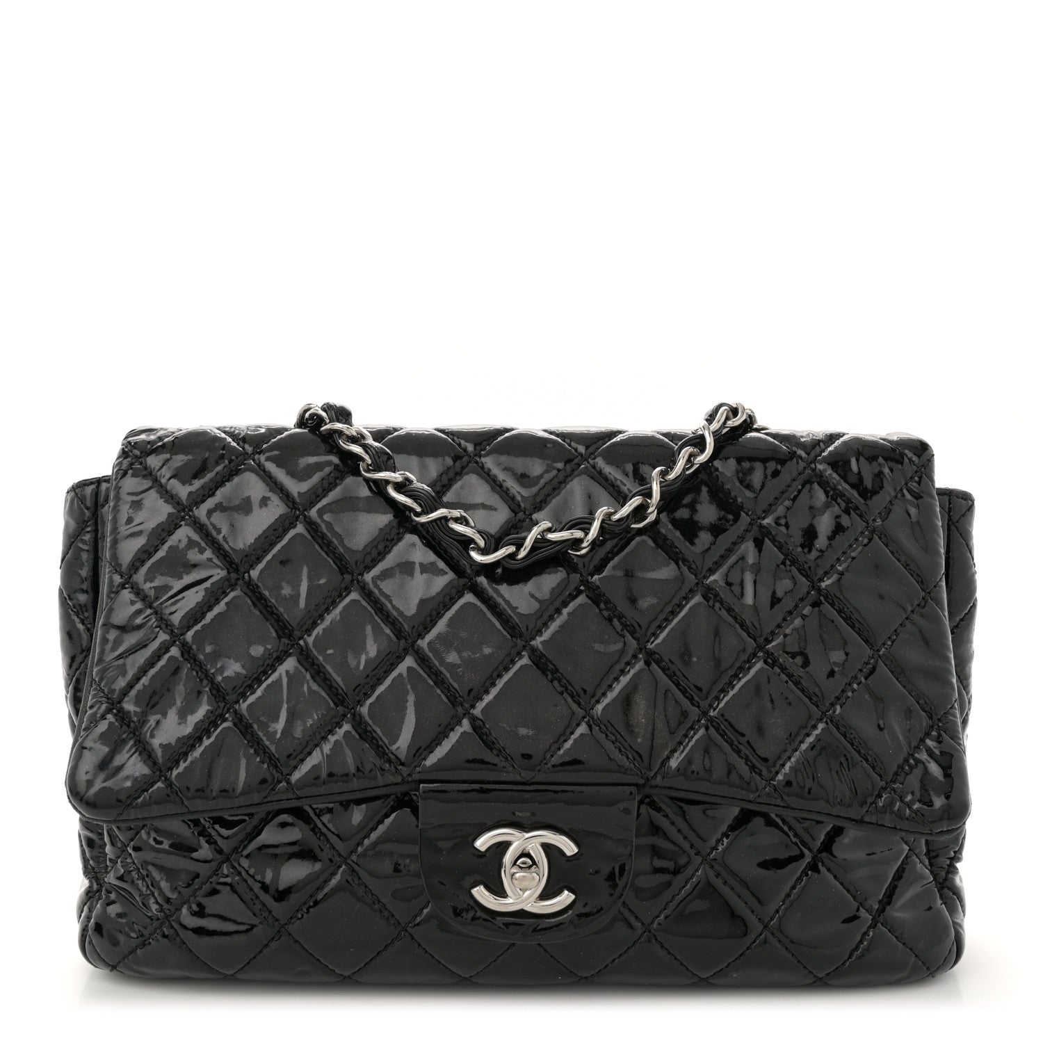 Chanel Patent Quilted Jumbo Single Flap Black 1 of 12