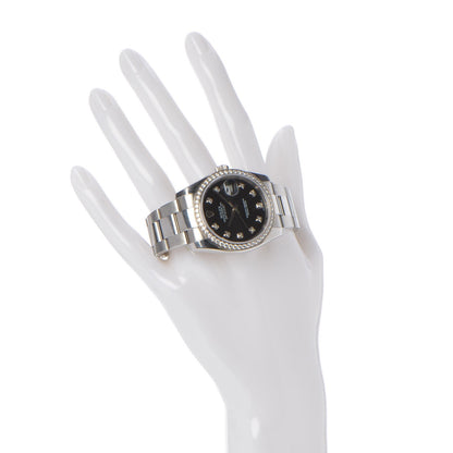 Rolex Stainless Steel Diamond 36mm Oyster Perpetual Datejust Watch Black 116244 2 of 8