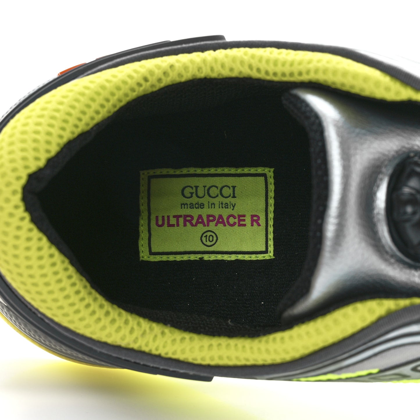 Fabric Mens Ultrapace R Mid Top Sneakers 10 Grey Neon Yellow Silver Loess
