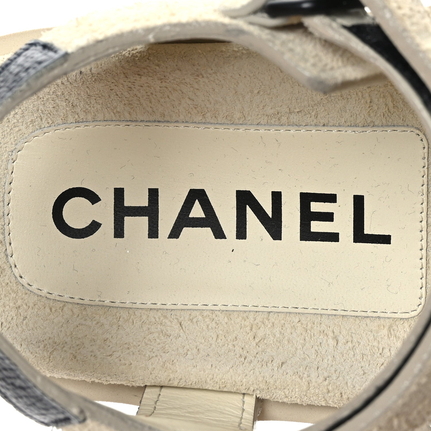 Chanel Suede Calfskin Velcro Flat Sandals 37 Ivory 7 of 8