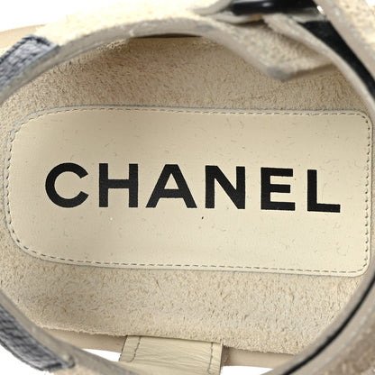 Chanel Suede Calfskin Velcro Flat Sandals 37 Ivory 7 of 8