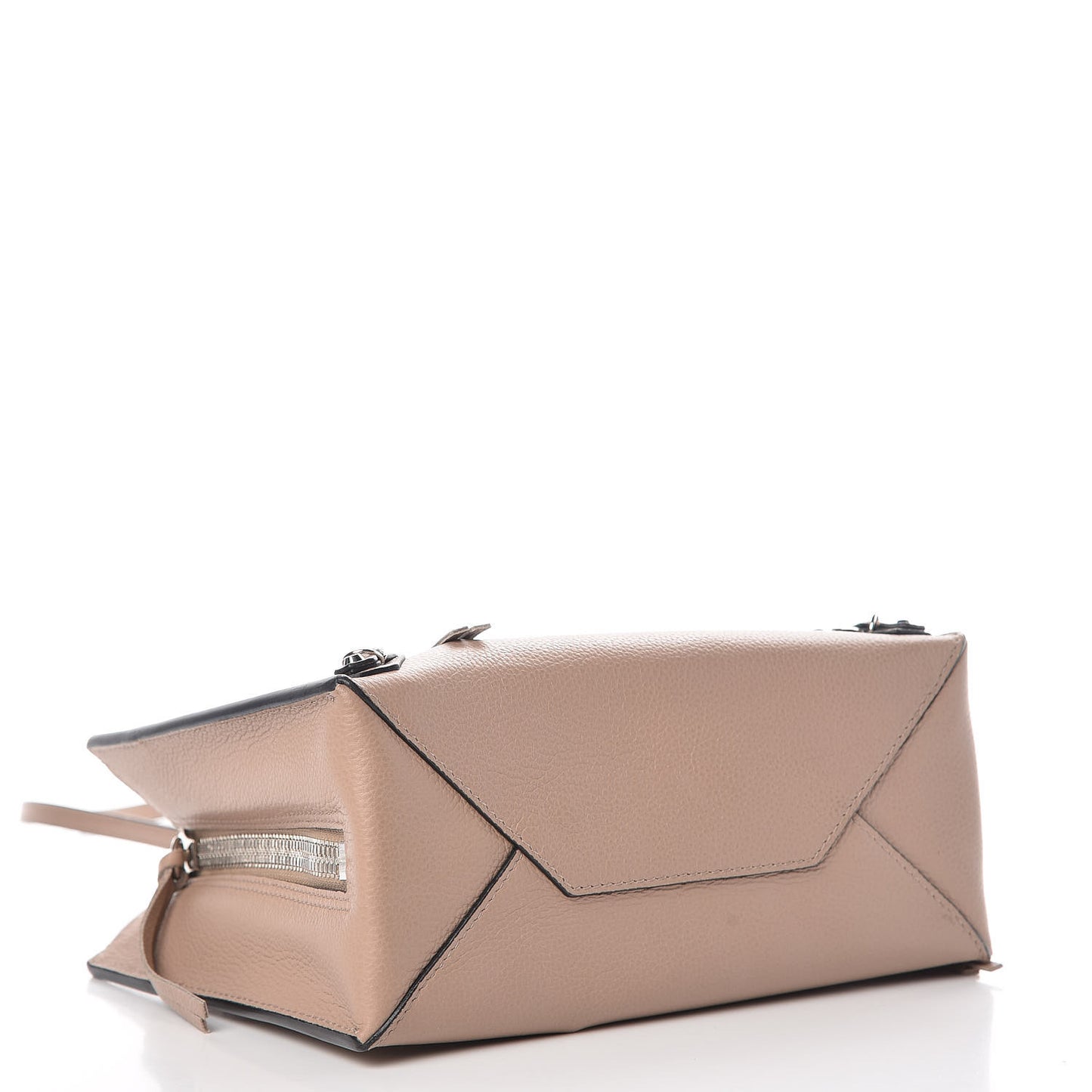 Grained Calfskin Papier Mini A4 Zip Around Tote Beige