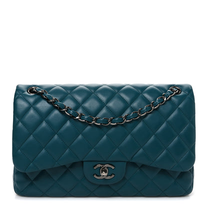 Chanel Lambskin Quilted Jumbo Double Flap Turquoise 1 of 10