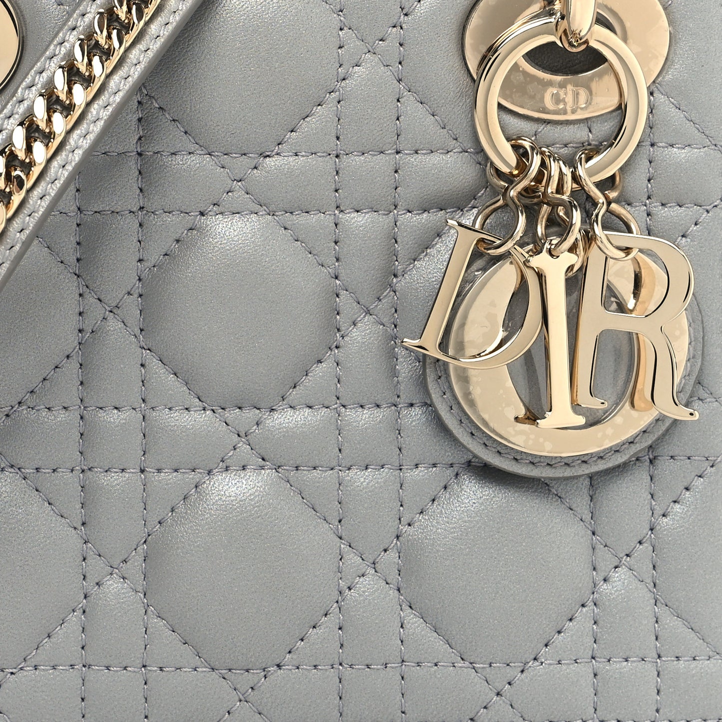 Lambskin Cannage Mini Lady Dior Gray Opaline