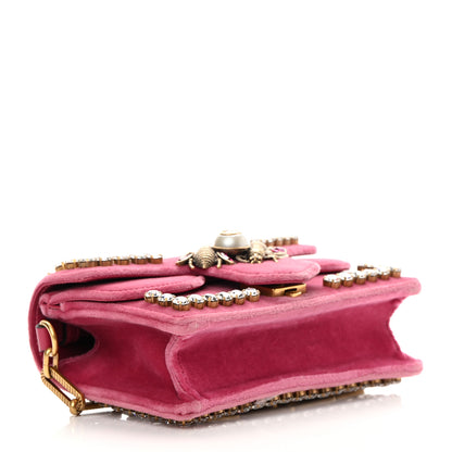 Gucci Velvet Crystal Mini Bee Broadway Shoulder Bag Light Raspberry Rose 4 of 16