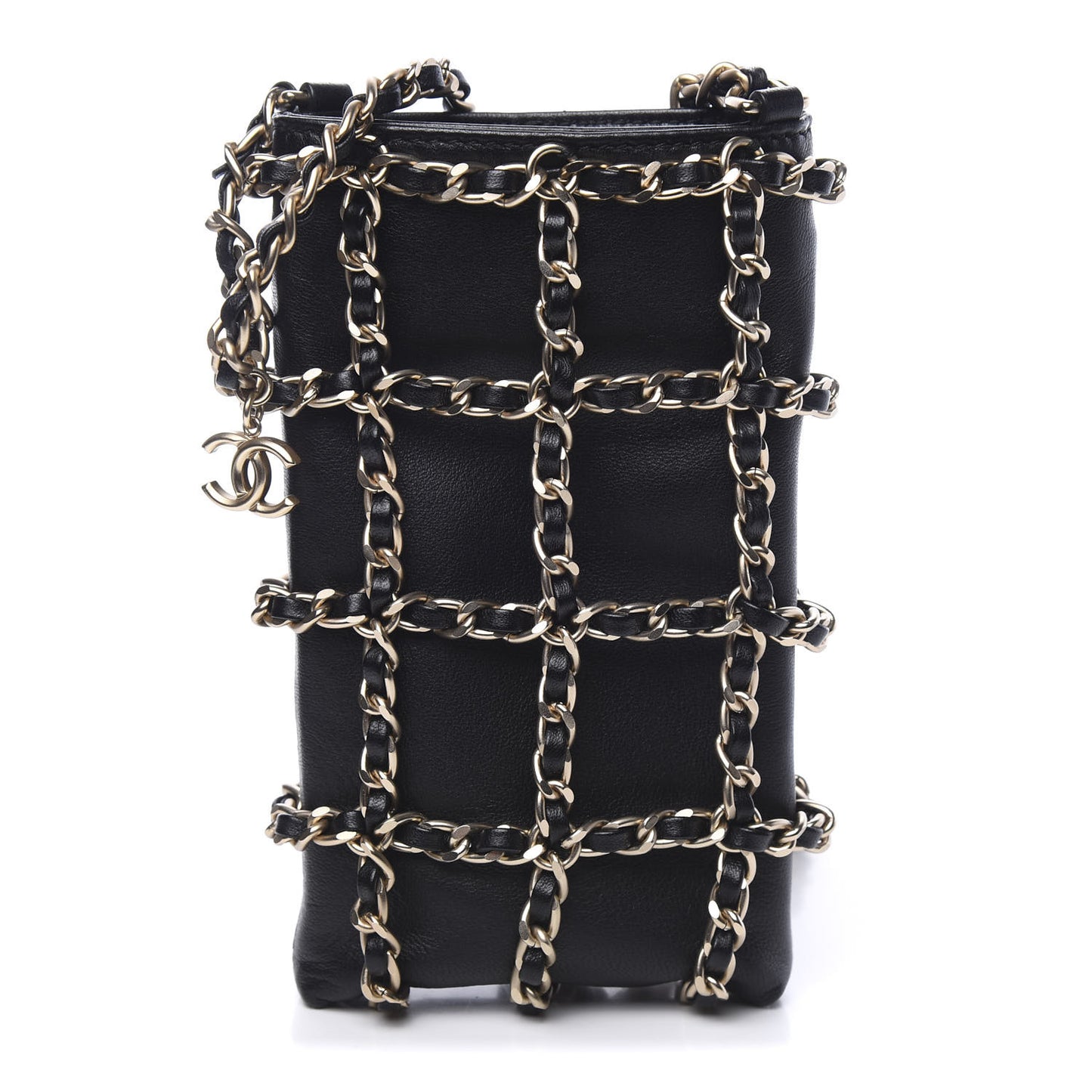 Lambskin Quilted Small Clutch With Chain Black