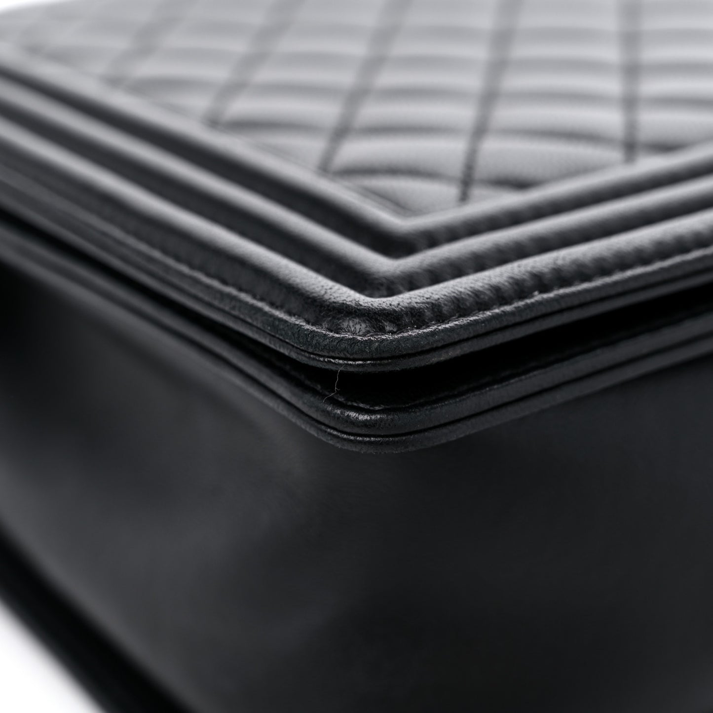 Lambskin Quilted Large Boy Flap Black